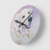 Golden Retriever Runde Wanduhr (Winkel)