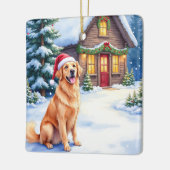 Golden Retriever Rustic Cabin Santa Hat Christmas Keramikornament (Links)