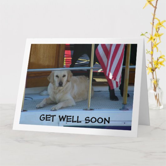 GOLDEN RETRIEVER SAGT BITTE BALD GUT ZU KOMMEN KARTE (Gelbe Blume)