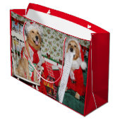 Golden retriever Sankt und Frau Klaus Große Geschenktüte (Rückseite Schrägansicht)