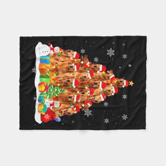 Golden Retriever Santa Christmas Tree Lights Dog X Fleecedecke (Vorderseite (Horizontal))