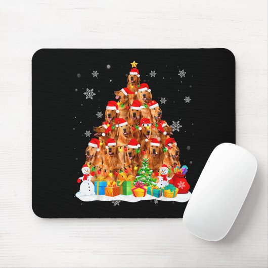 Golden Retriever Santa Christmas Tree Lights Dog X Mousepad (Mit Mouse)