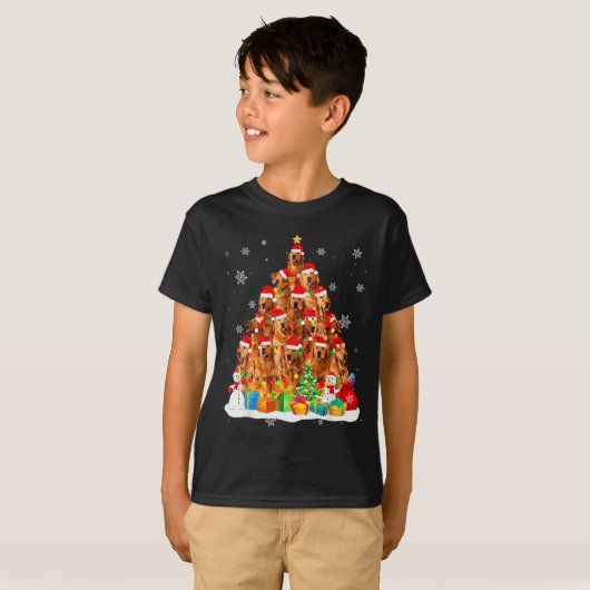 Golden Retriever Santa Christmas Tree Lights Dog X T-Shirt (Vorne ganz)