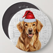 Golden Retriever Santa Dog Hintergrund Button (Vorne & Hinten)