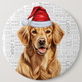 Golden Retriever Santa Dog Hintergrund Button (Vorderseite)