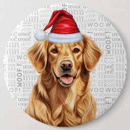 Golden Retriever Santa Dog Hintergrund Button
