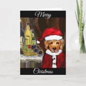 GOLDEN RETRIEVER SANTA FEIERTAGSKARTE (Vorderseite)