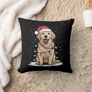 Golden Retriever Santa Weihnachtsbaum Lichter Xmas Kissen