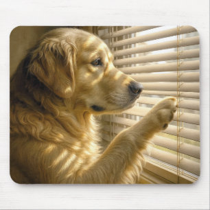 Golden Retriever schaut durch sonnendurchflutete J Mousepad
