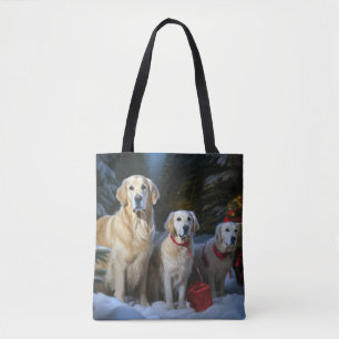 Golden Retriever Schnee-Schlitten Weihnachtsdekora Tasche