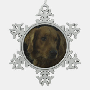 Golden retriever schneeflocken Zinn-Ornament