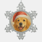 Golden Retriever Schneeflocken Zinn-Ornament (Vorderseite)
