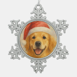 Golden Retriever Schneeflocken Zinn-Ornament
