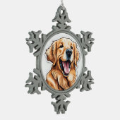 Golden Retriever Schneeflocken Zinn-Ornament (Links)