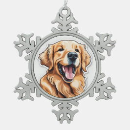 Golden Retriever Schneeflocken Zinn-Ornament