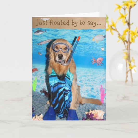 Golden retriever schnorchelndes Brithday Karte (Gelbe Blume)