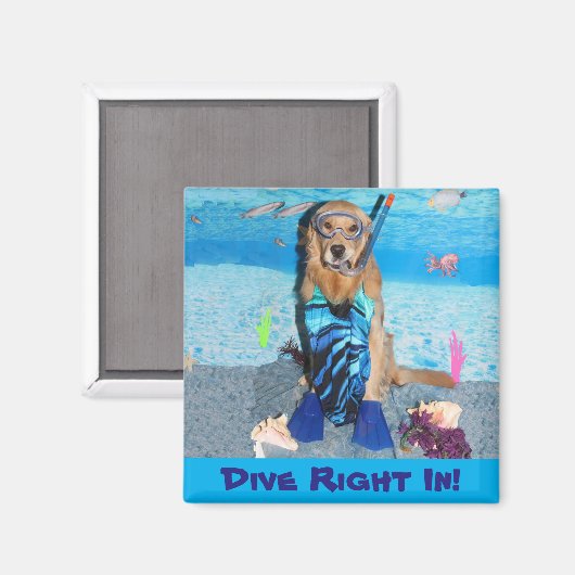 Golden Retriever Schnorcheltauchen direkt in Magnet (Vorderseite/Rückseite)