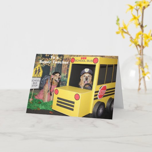 Golden Retriever School Buslehrer Danke Karte (Gelbe Blume)