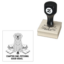 Golden Retriever Schriftsteller liest Grafikdesign Gummistempel