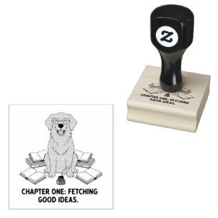Golden Retriever Schriftsteller liest Grafikdesign Gummistempel