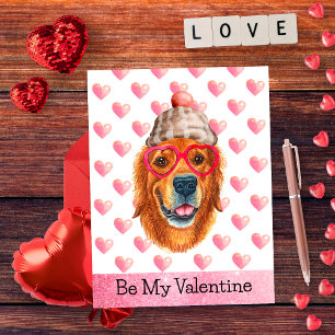Golden Retriever sei mein Valentins-Hund Valentins Feiertagspostkarte