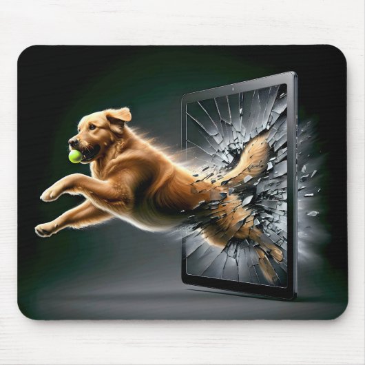 Golden Retriever Shatter einen Tablet-Bildschirm Mousepad (Vorne)