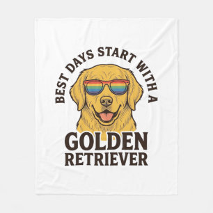 Golden Retriever-Shirt mit Retro-Sonnenbrille Hund Fleecedecke