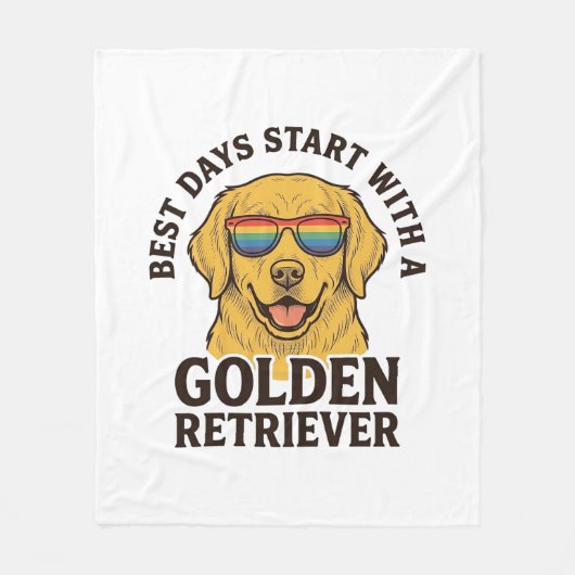 Golden Retriever-Shirt mit Retro-Sonnenbrille Hund Fleecedecke (Vorderseite)