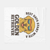 Golden Retriever-Shirt mit Retro-Sonnenbrille Hund Fleecedecke (Vorderseite (Horizontal))