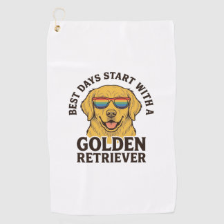Golden Retriever-Shirt mit Retro-Sonnenbrille Hund Golfhandtuch