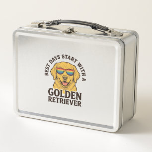 Golden Retriever-Shirt mit Retro-Sonnenbrille Hund Metall Brotdose