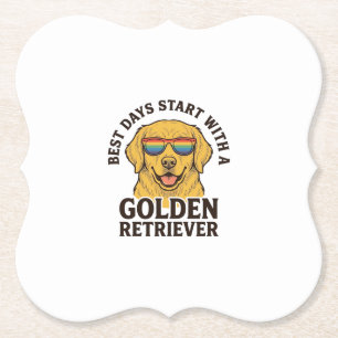 Golden Retriever-Shirt mit Retro-Sonnenbrille Hund Untersetzer