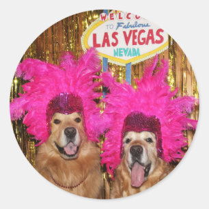 Golden Retriever Showgirls Runder Aufkleber