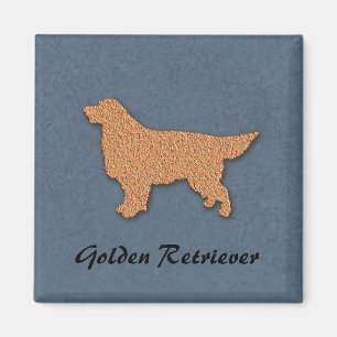 Golden Retriever Silhouette auf Blue Magnet