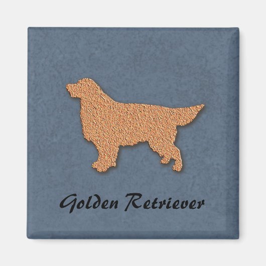 Golden Retriever Silhouette auf Blue Magnet (Vorne)