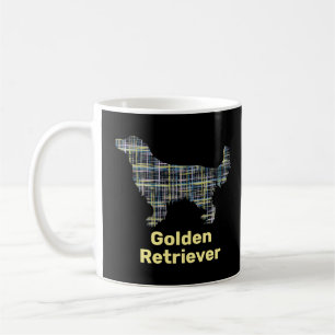 Golden Retriever Silhouette Gelb & Schwarz Grid Kaffeetasse