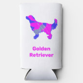 Golden Retriever Silhouette Hot Pink & Blue Selters Dosenkühler (Vorderseite)