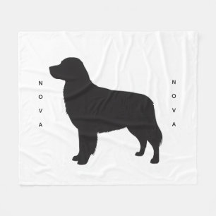 Golden Retriever Silhouette Muster Schwarz Weiß Fleecedecke
