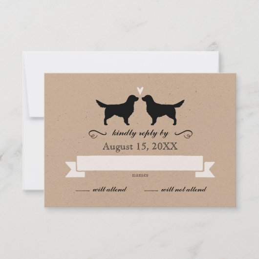 Golden Retriever Silhouetten Hochzeit RSVP Antwort (Vorderseite)