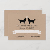 Golden Retriever Silhouetten Hochzeit RSVP Antwort (Vorne/Hinten)