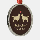 Golden Retriever Silhouetten Hunde Couple Custom Silbernes Ornament (Rechts)