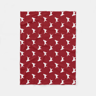 Golden Retriever Silhouetten Muster Rot und Weiß Fleecedecke