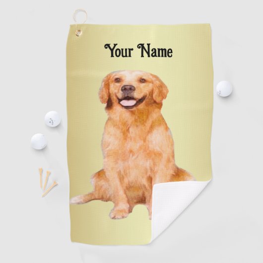 Golden Retriever Sitting - Adorable Design Golfhandtuch (Insitu)