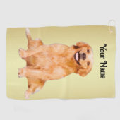 Golden Retriever Sitting - Adorable Design Golfhandtuch (Horizontal)
