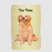 Golden Retriever Sitting - Adorable Design Golfhandtuch (Vorderseite)