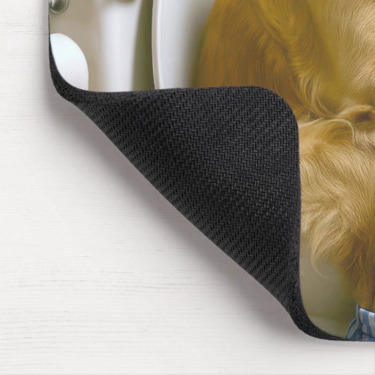 Golden Retriever Sitting On the Toilet Texting Mousepad (Ecke)