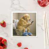 Golden Retriever Sitting On the Toilet Texting Serviette (Beispiel)