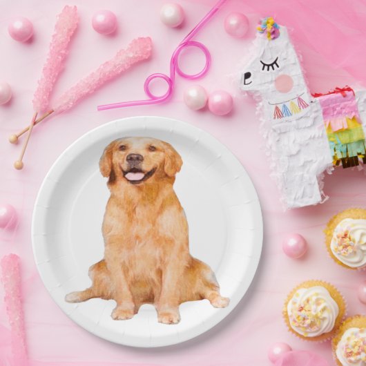 Golden Retriever Sitzen Pappteller (Party)