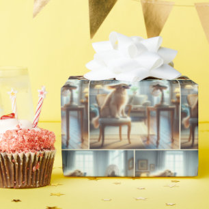 Golden Retriever sitzend vor dem Lüfter Geschenkpapier