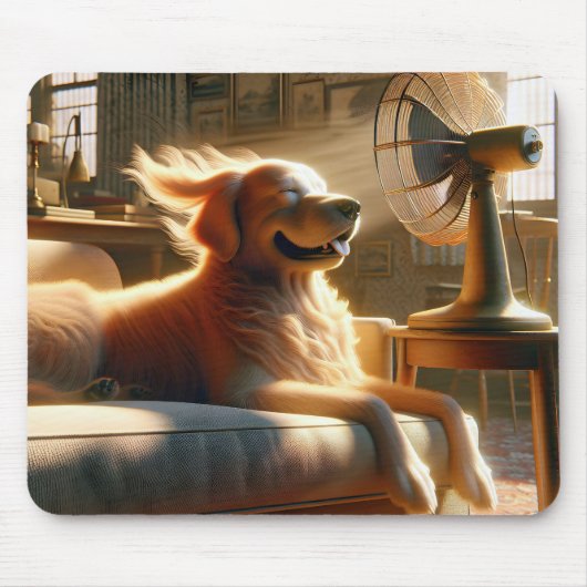 Golden Retriever sitzend vor dem Lüfter Mousepad (Vorne)